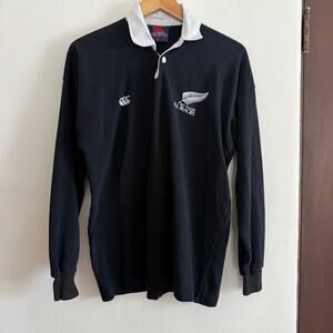 90s Vintage CANTERBURY OF NEW ZEALAND All Blacks Classic Rugby Jersey 42 Large